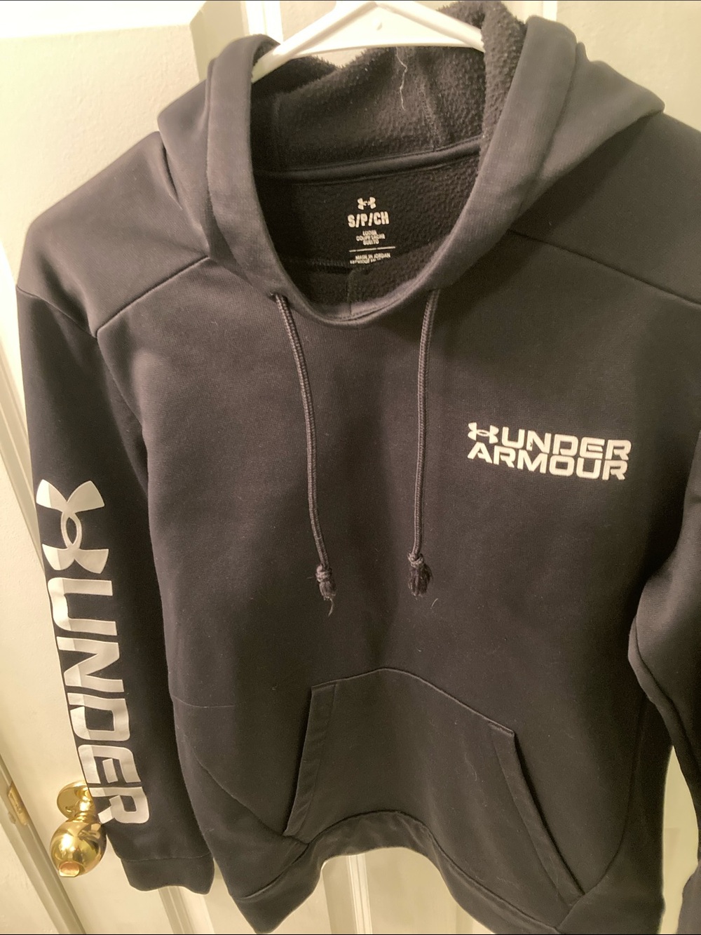 Under Armour Men’s Black Pullover Hoodie with White Logos